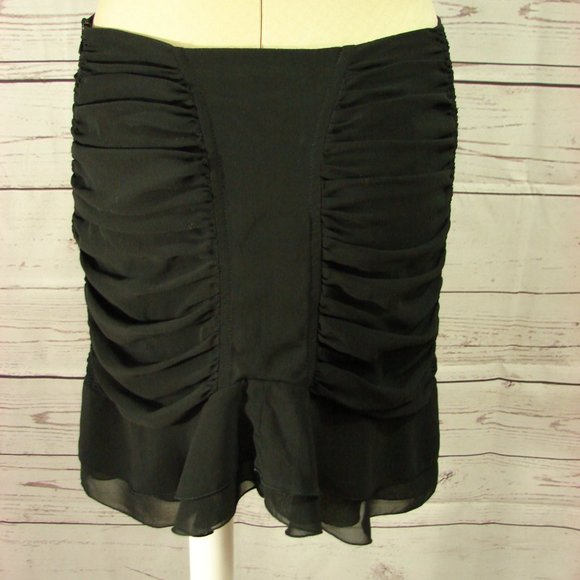 Black Ruched Ruffle Edged Skirt Sz 8 - Picture 4 of 15
